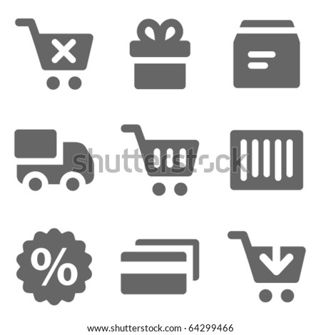 Shopping web icons, grey solid series