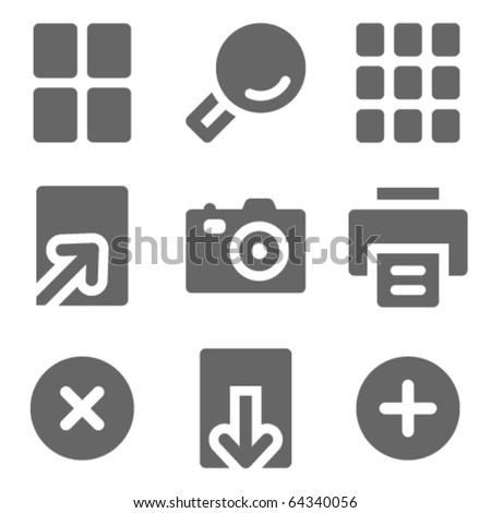 Image viewer web icons, grey solid series