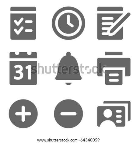 Organizer web icons, grey solid series