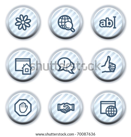 Internet web icons set 1, stripped light blue circle buttons