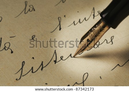 Old Fountain Pen On Paper Handwritten Stock Photo 87342173 : Shutterstock