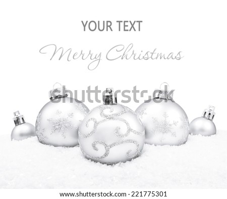 Silver christmas balls on silver background
