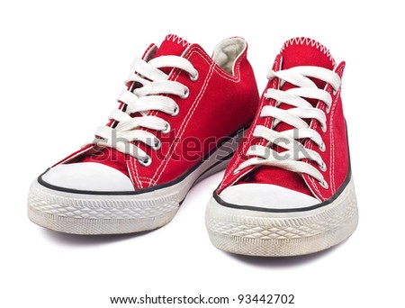 vintage red shoes on white background