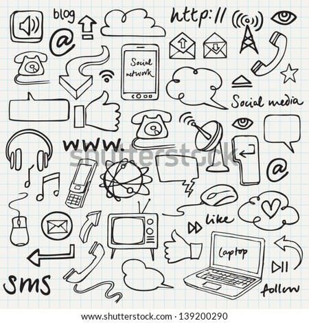 Communication & internet doodles vector