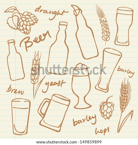 Assorted beer cocktail and alcohol background pattern