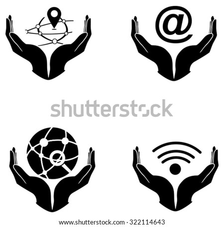 technology in your hand icons vector design