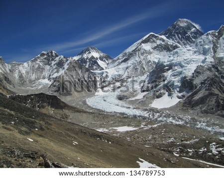 Everest Base Camp, Khumbu Glacier and Mt Everest