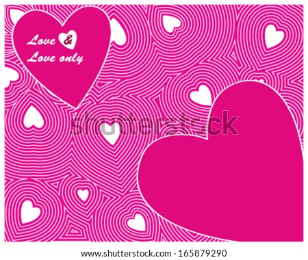 Pink Heart seamless patterns with love and love only text on love sign. Red heart symbol is used to convey emotion, affection and love, especially romantic love.
