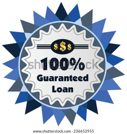 100% guaranteed loan vector label or badge isolated on white background. One hundred percent guarantee rent label assuring rent for the property or object.