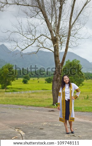 Portrait of Asian female graduate in Thailand