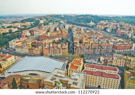 Aerial view of Vatican city, as seen from the top of the Vatican