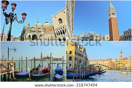 Collage of landmarks of Venice, Italy