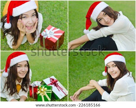 Collage of Asian Santa Claus female