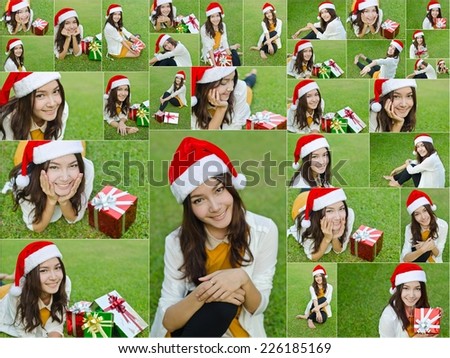 Collage of Asian Santa Claus female