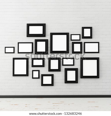 picture frame on  white brick wall