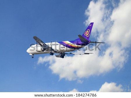 Bangkok - March 23: A  China airline Suvanphume airport in Bangkok, Bangkok on March 23 2014. is the flag carrier of the Republic of China