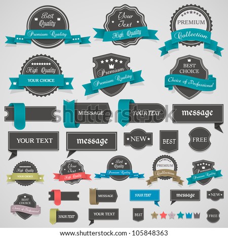 Collection of vintage labels and ribbons.Vector design elements
