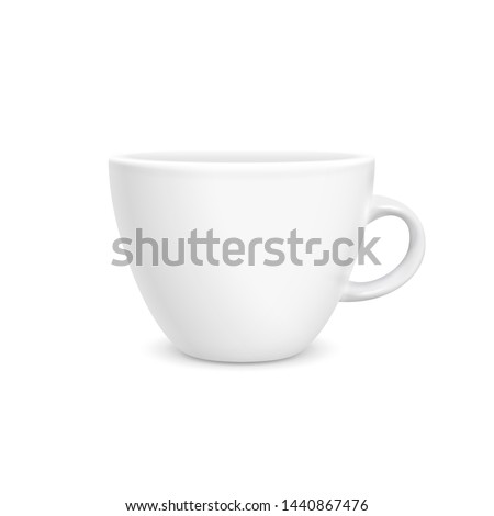 Coffee white cup photorealistic style isolated on white background. Vector template for Mock Up. Vector illustration - Vector ストックフォト © 