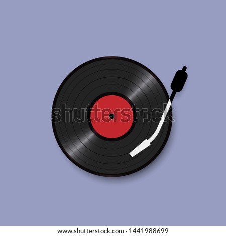 Black vinyl record disc, realistic style, concept retro design. Vector illustration 