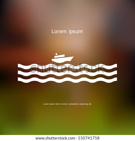 Stylized cruise liner and waves. Vector illustration