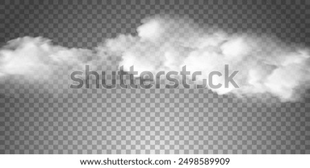 Realistic white clouds on transparent background. Vector illustration of cloud sky