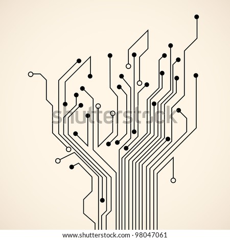 Abstract circuit tree. Vector background