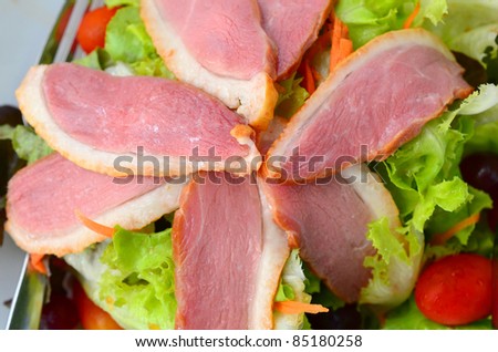 Smoked duck breast salad