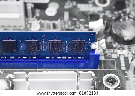 blue computer memory on circuit board