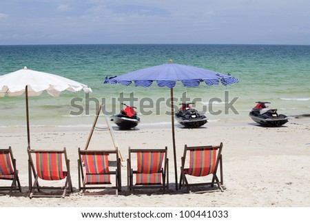 Jet Ski and deck chair for relaxing on the beach