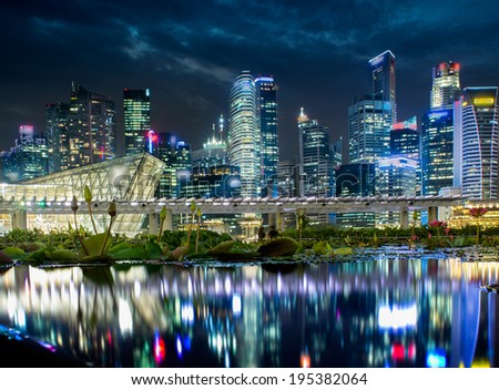 Landscape of the Singapore financial district and business building