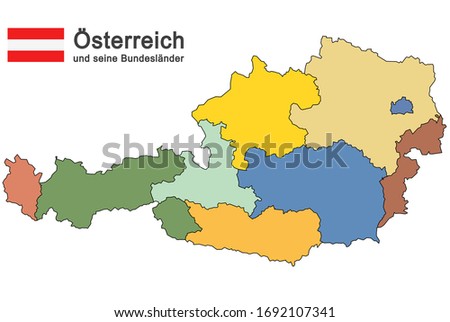 colored silhouettes of Austria and the federal states