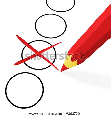 Choice: red pencil with cross - vector illustration