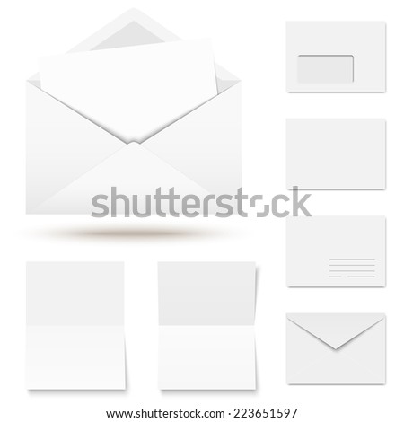 vector - collection of colored envelopes with writing paper