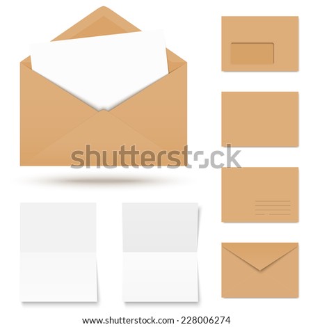 vector - collection of colored envelopes with writing paper