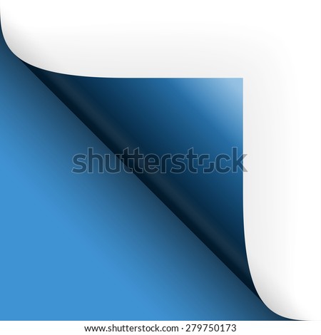 Paper / page turning over bottom left blue