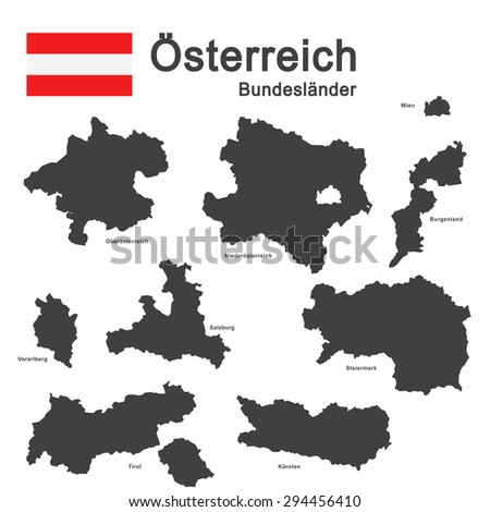 silhouettes of Austria and the federal states
