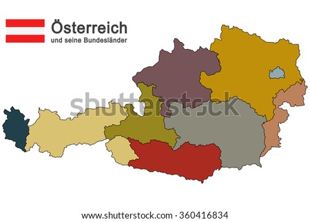 silhouettes of Austria and the federal states