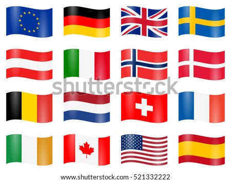 collection of different EU and US swung country flags Сток-фото © 