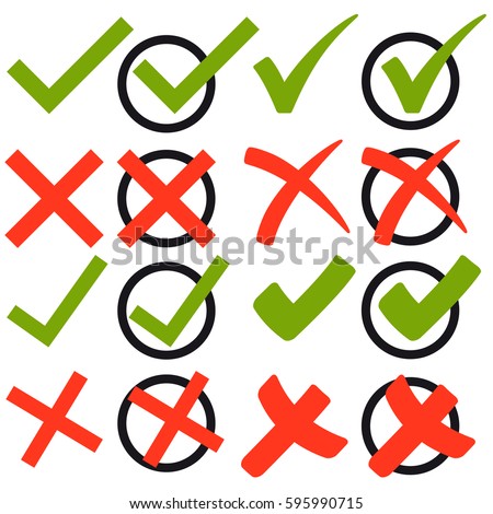 collection of red crosses and green check marks