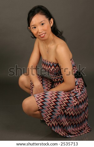 asian model woman in dress