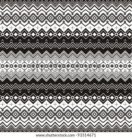 Background With Ethnic Motifs Seamless Pattern In Black And White Stock ...