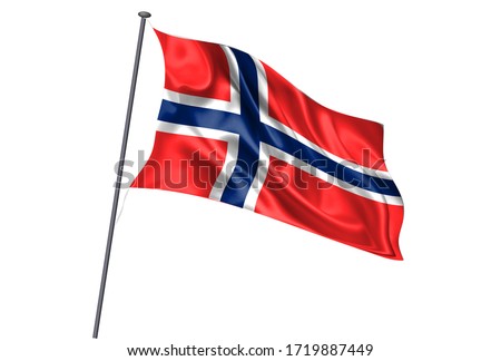 Norway National flag pole icon 