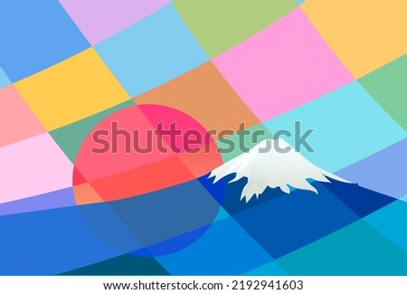 Mount Fuji sunrise New Year's card background