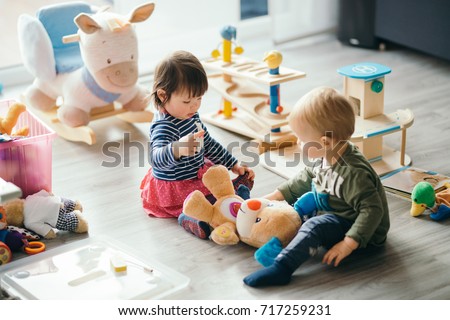 Similar – Image, Stock Photo Toddler girl playing with kite on sandy beach