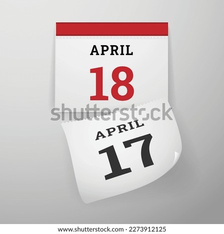 Vector illustration of wall calendar with tax day date and a falling page of previous day