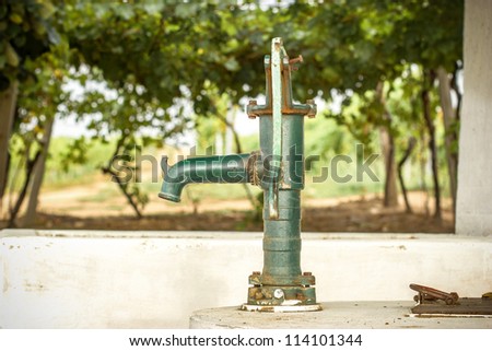 One old hand water pump in the vineyard - After hard work in the vineyard, fresh cold water is very good refreshment for everyone