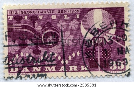 Vintage World Postage Stamp Ephemera denmark (editorial)