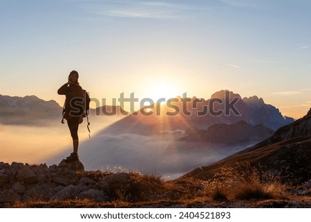 Similar – Image, Stock Photo a hiker, connected with trees