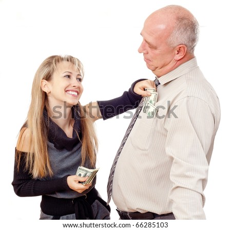 Father Looking Upset As His Daughter Takes Money Stock Photo 66285103 ...