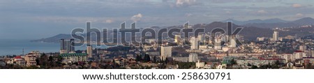 Sochi, Russia - December 15, 2014: view of the city, mountains and seashore